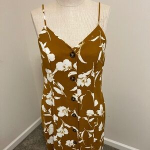 Mustard dress with white flowers, size small